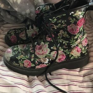 Floral Combat Boots